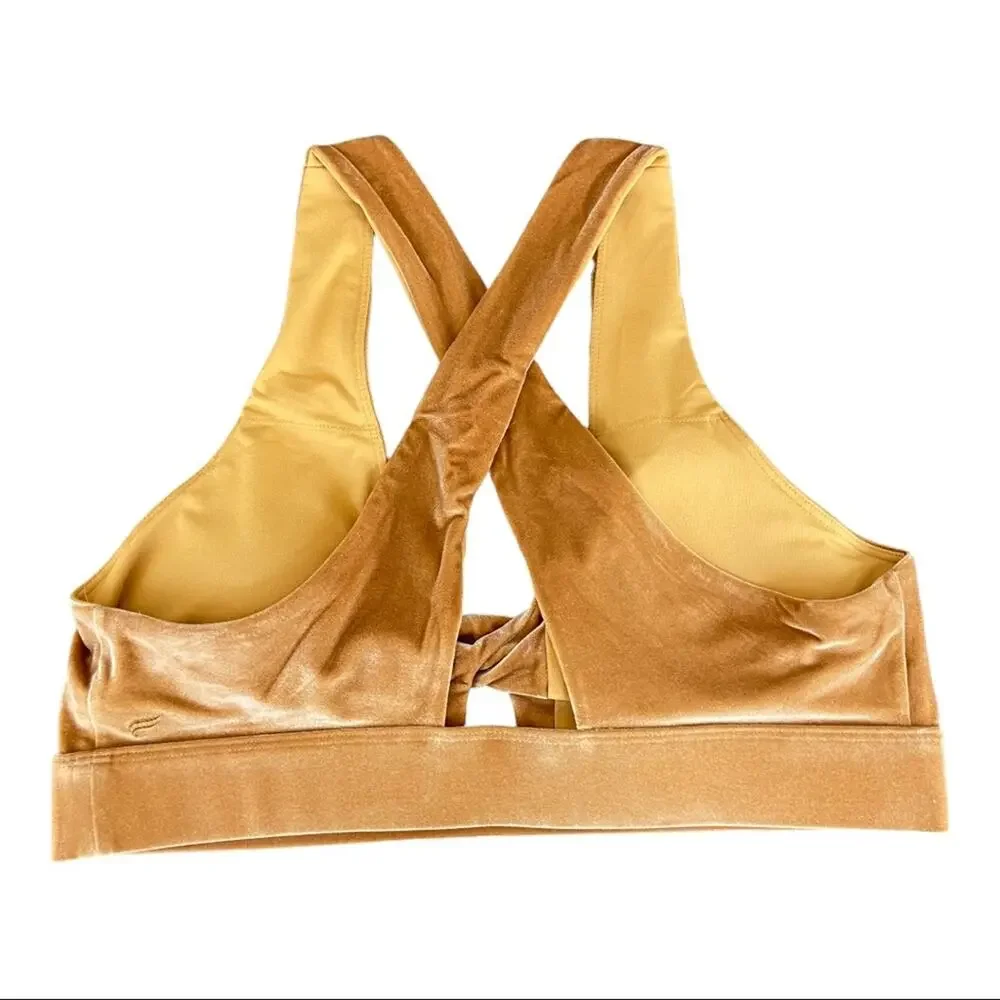 Fabletics Oasis Twist Velour Sports Bra In Light Honey Size XL New With Tags